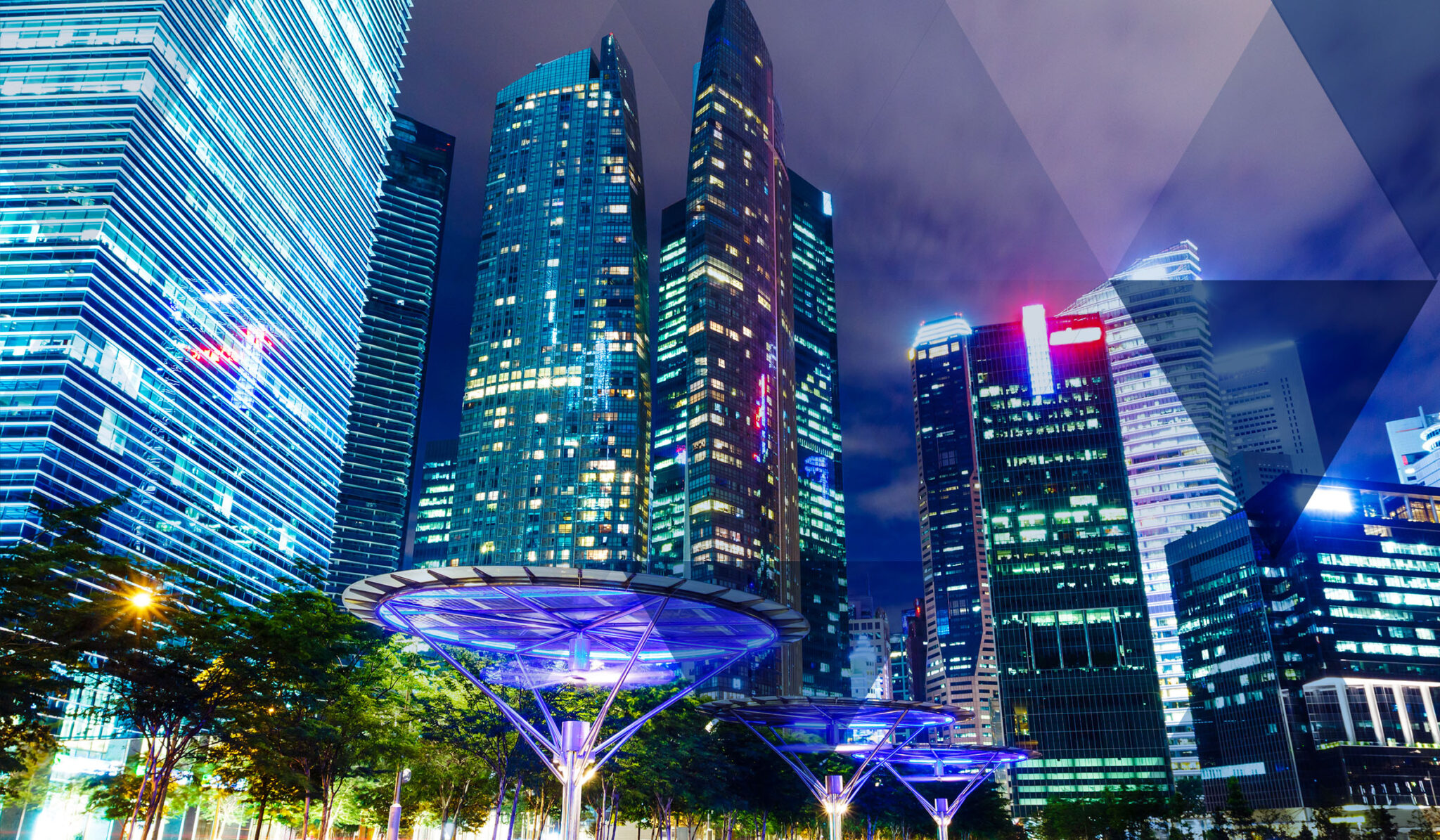 City skyline at night
