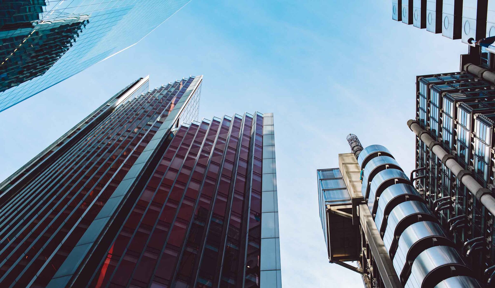 City of London office towers viewed from below