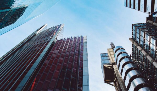 City of London office towers viewed from below